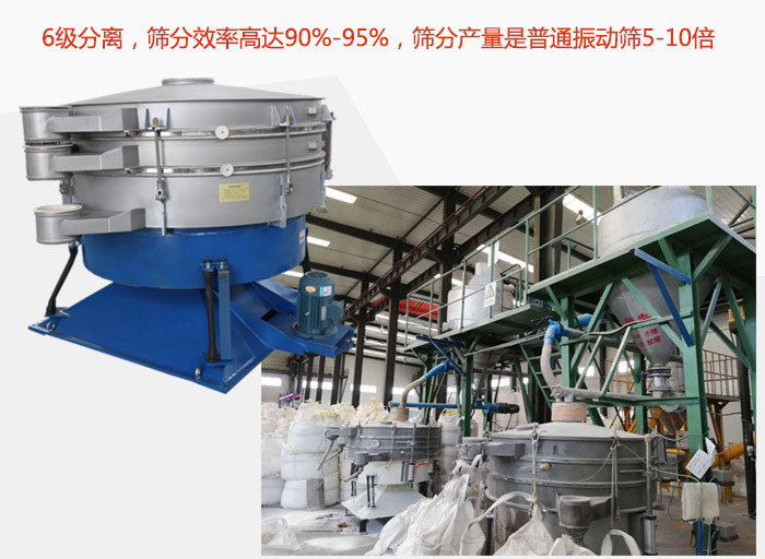 搖擺篩采用6級(jí)分離，篩分效率高達(dá)90%-95%，篩分產(chǎn)量是普通振動(dòng)篩5-10倍