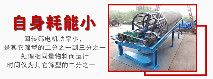 滾筒篩耗能小，使用壽命長，維修方便