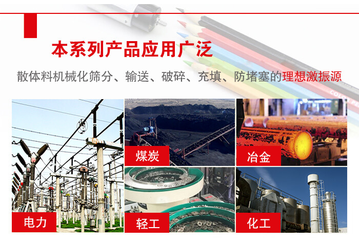 yzs振動(dòng)電機(jī)多用于物料的篩分，輸送（短距離），破碎，充填等作用。